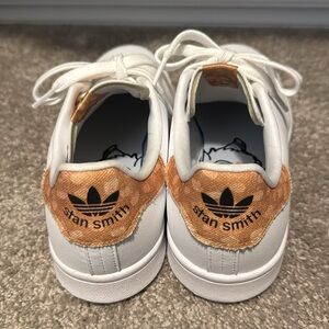 Adidas White and Tan Stan Smith Sneakers Classic Design